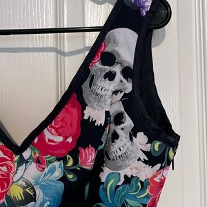 Iron Fist Fully Lined Floral/Skull Print Dress